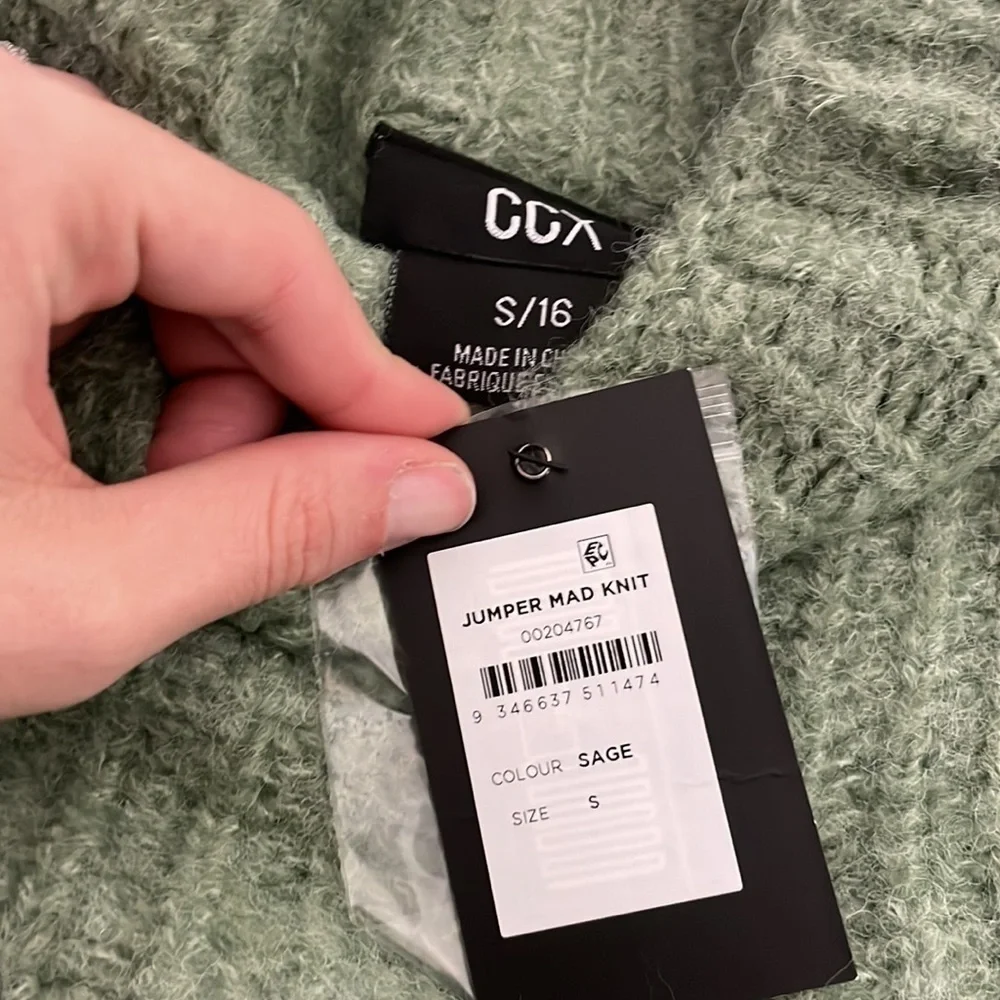 City Chic NWT Mad Knit Sage Soft Jumped Sweater S/16 - Picture 6 of 6
